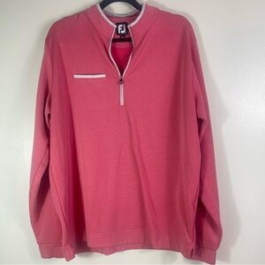 FootJoy men's Approach quarter-zip golf pullover in coral color